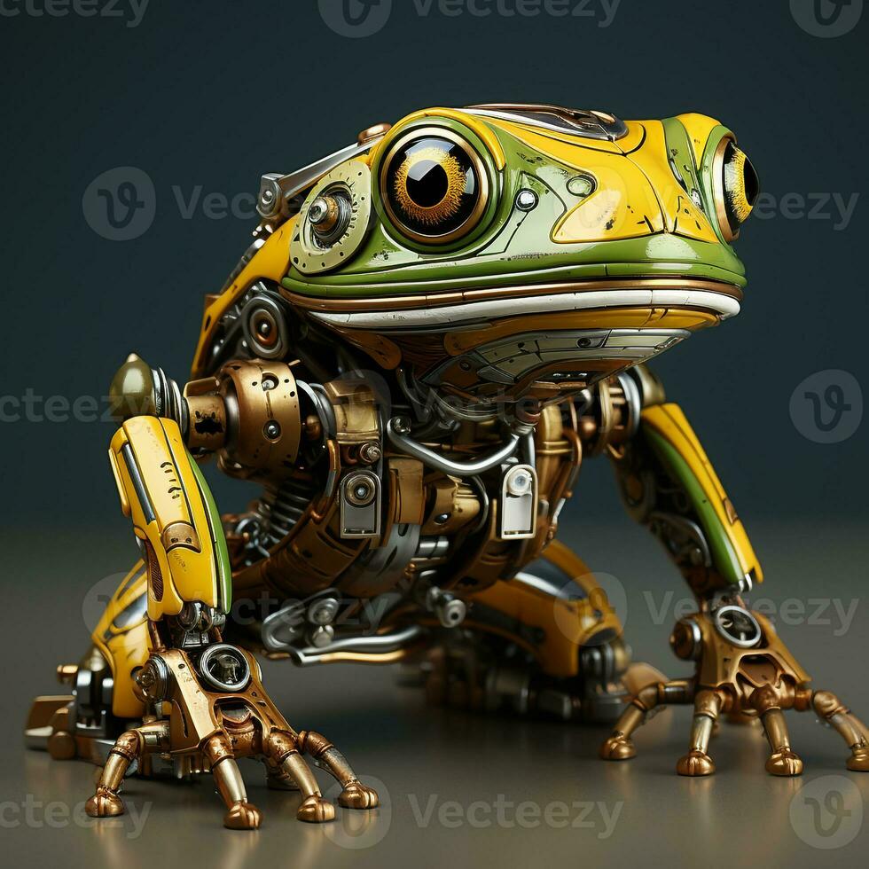 ai généré 3d grenouille dessin animé robot photo