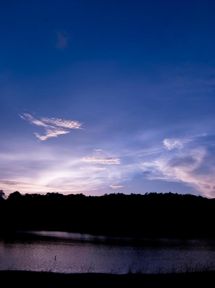 beau paysage de ciel avec coucher de soleil sur la rive du fleuve photo