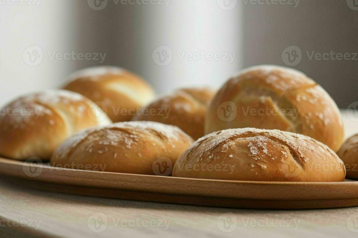 ai généré Frais cuit pain Rouleaux. pro photo