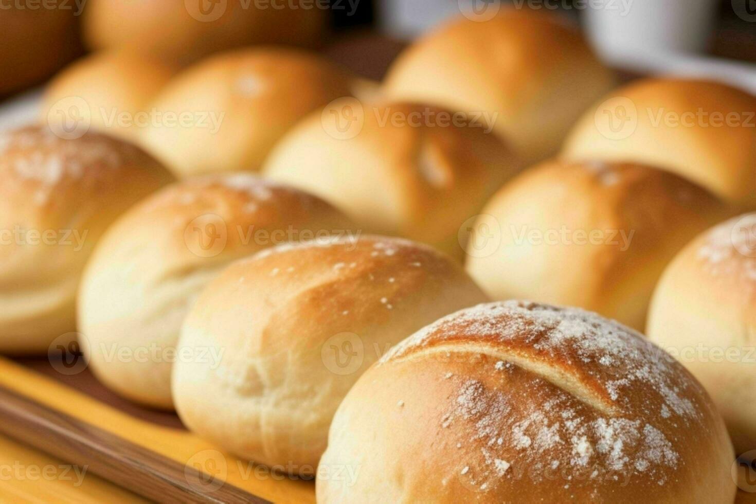 ai généré Frais cuit pain Rouleaux. pro photo