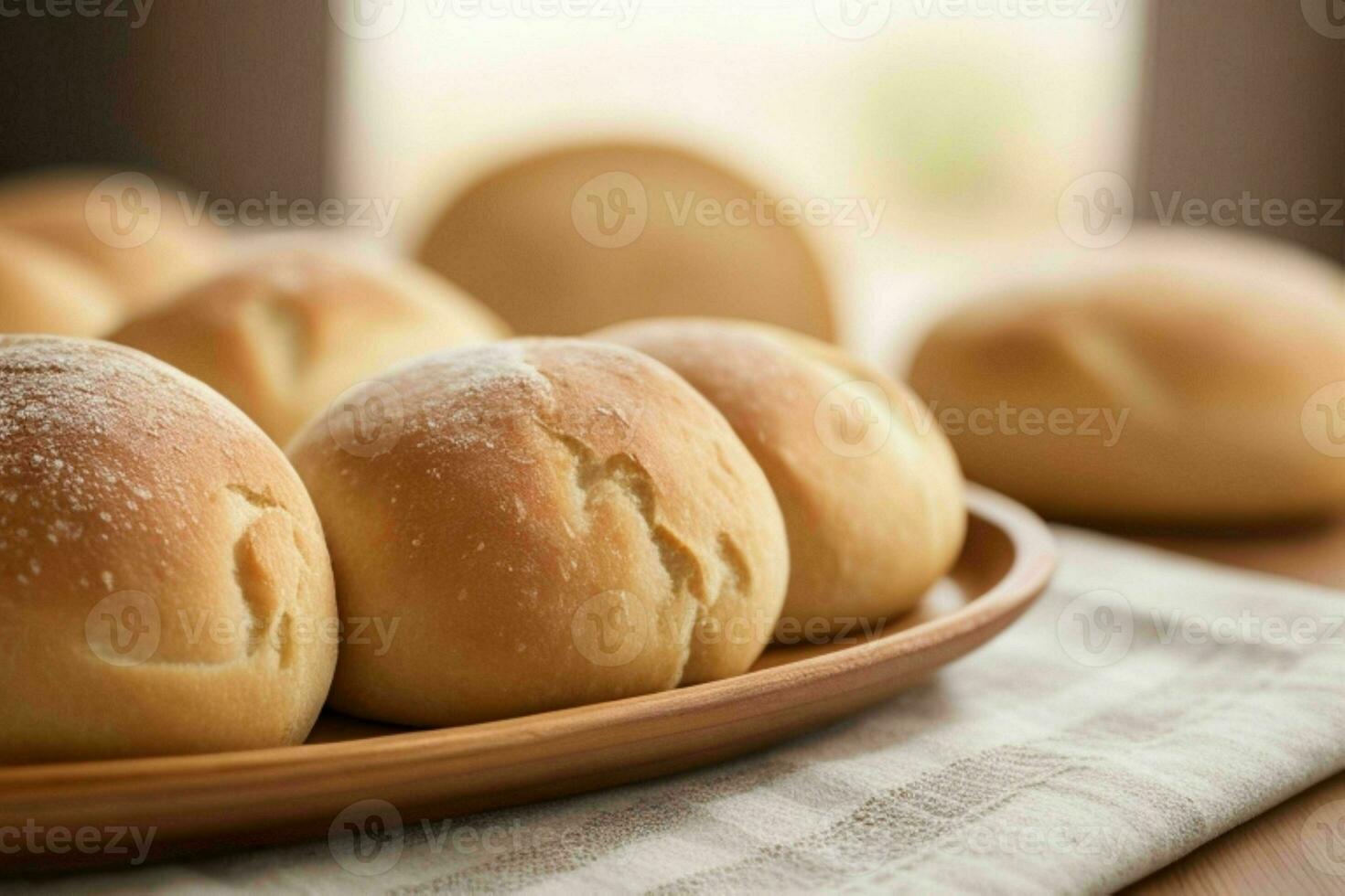 ai généré Frais cuit pain Rouleaux. pro photo