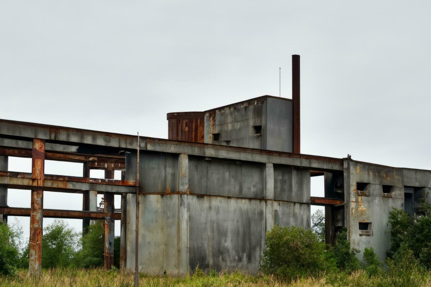 abandonné usine bâtiment dans le paysage ai génératif photo