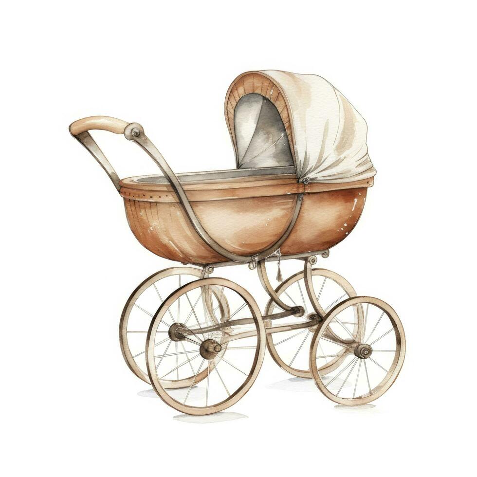 ai généré aquarelle bébé le chariot clipart sur blanc Contexte. ai généré photo