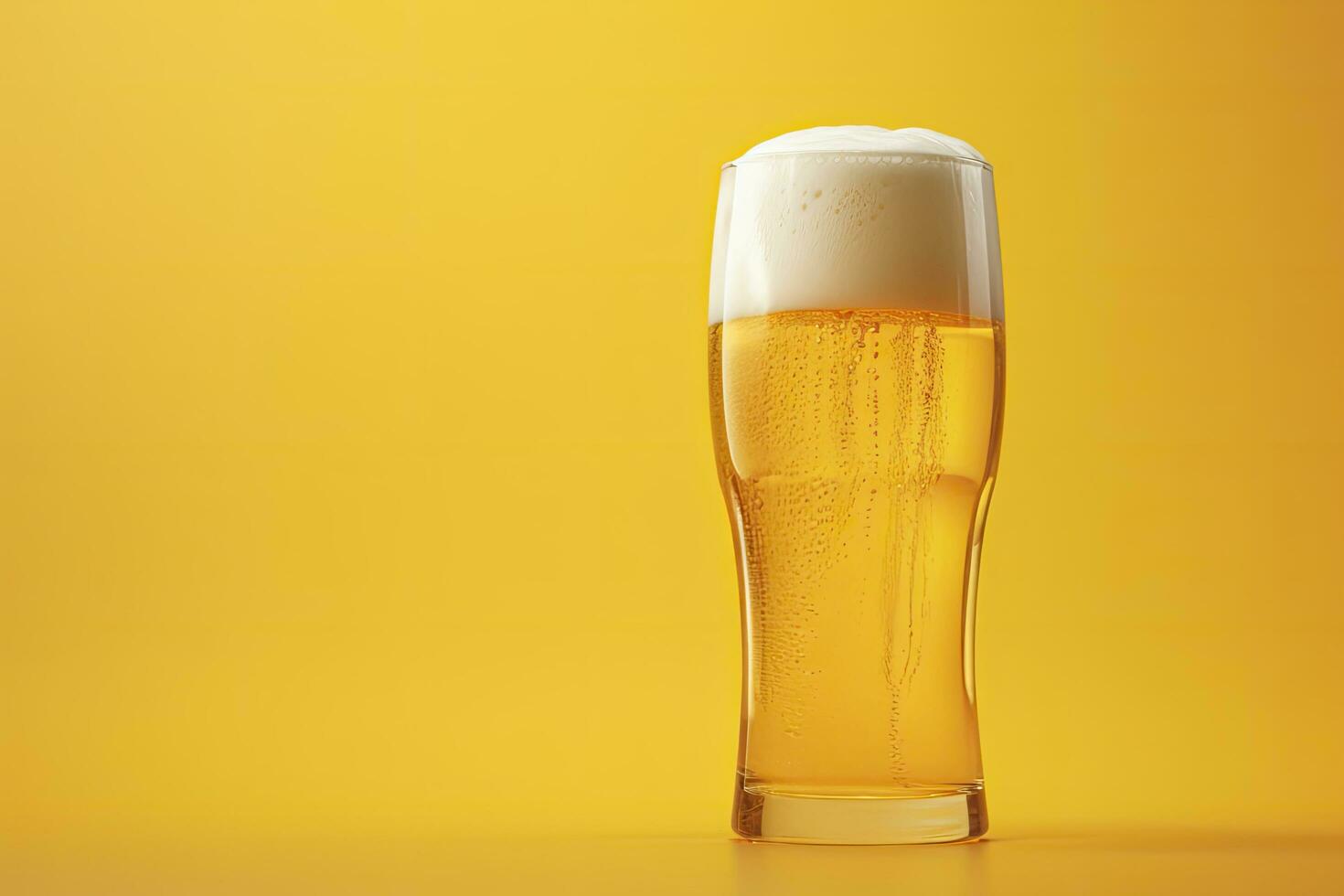 ai généré Bière verre avec plein Bière isolé avec une Jaune Contexte. ai généré photo