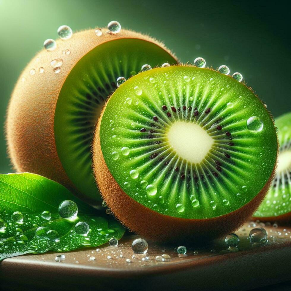 ai généré mûr kiwi, tranche kiwi fruit photo