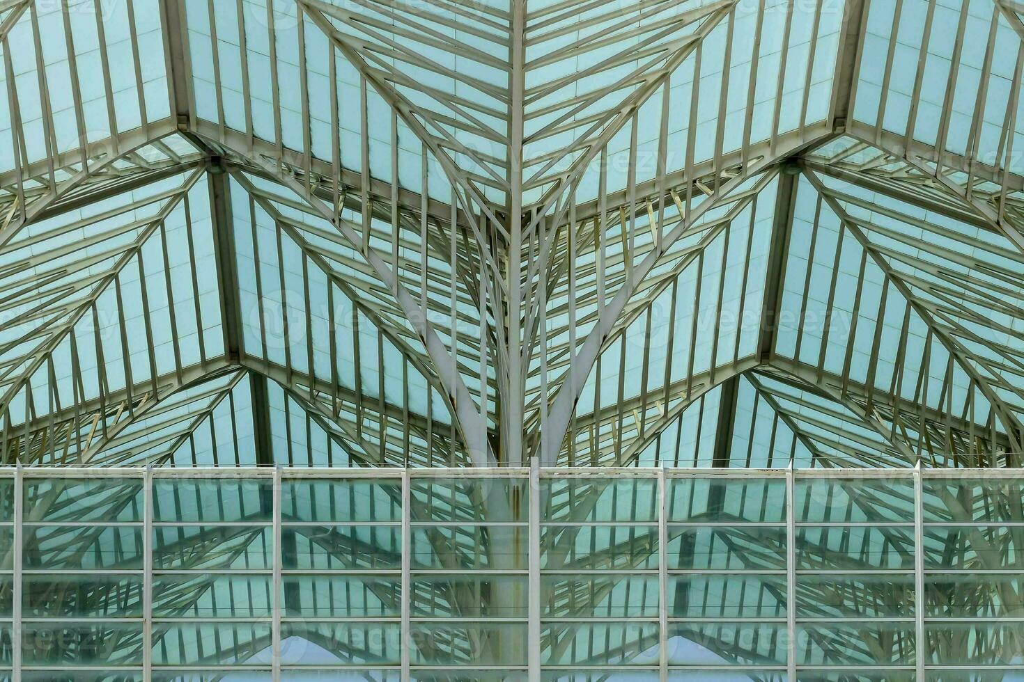 le à l'intérieur de une bâtiment avec une verre toit photo