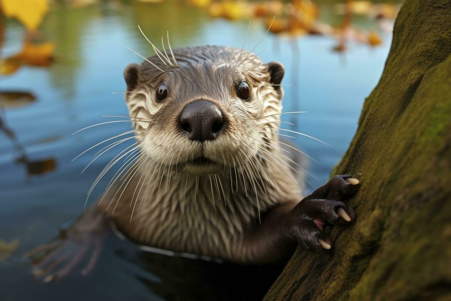 ai généré loutre dans le l'eau. photo