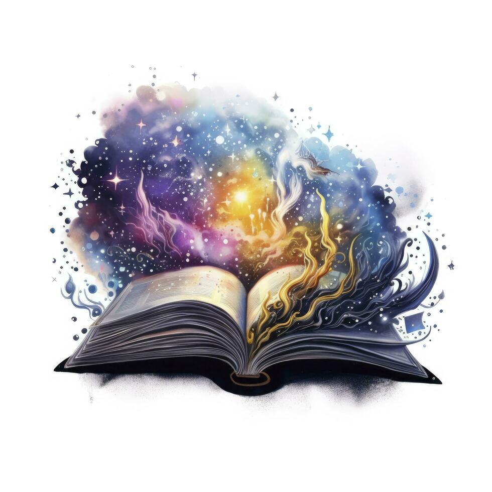 ai généré galaxie céleste fantaisie livre aquarelle pour T-shirt conception. ai généré photo