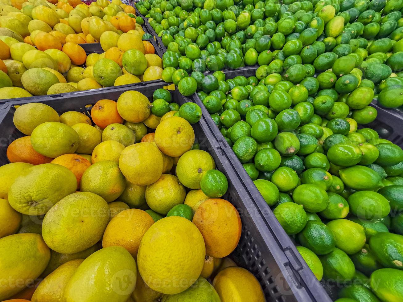citrons verts juteux, oranges et mandarines au Mexique photo