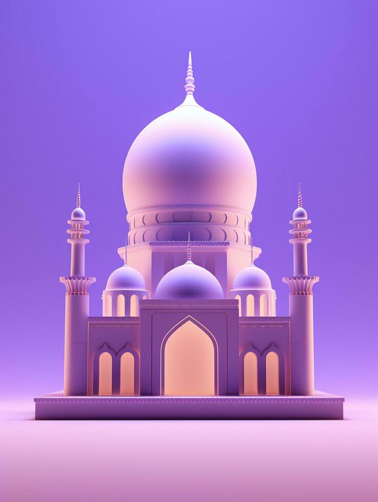 ai généré islamique eid mubarak salutation carte avec islamique Contexte photo