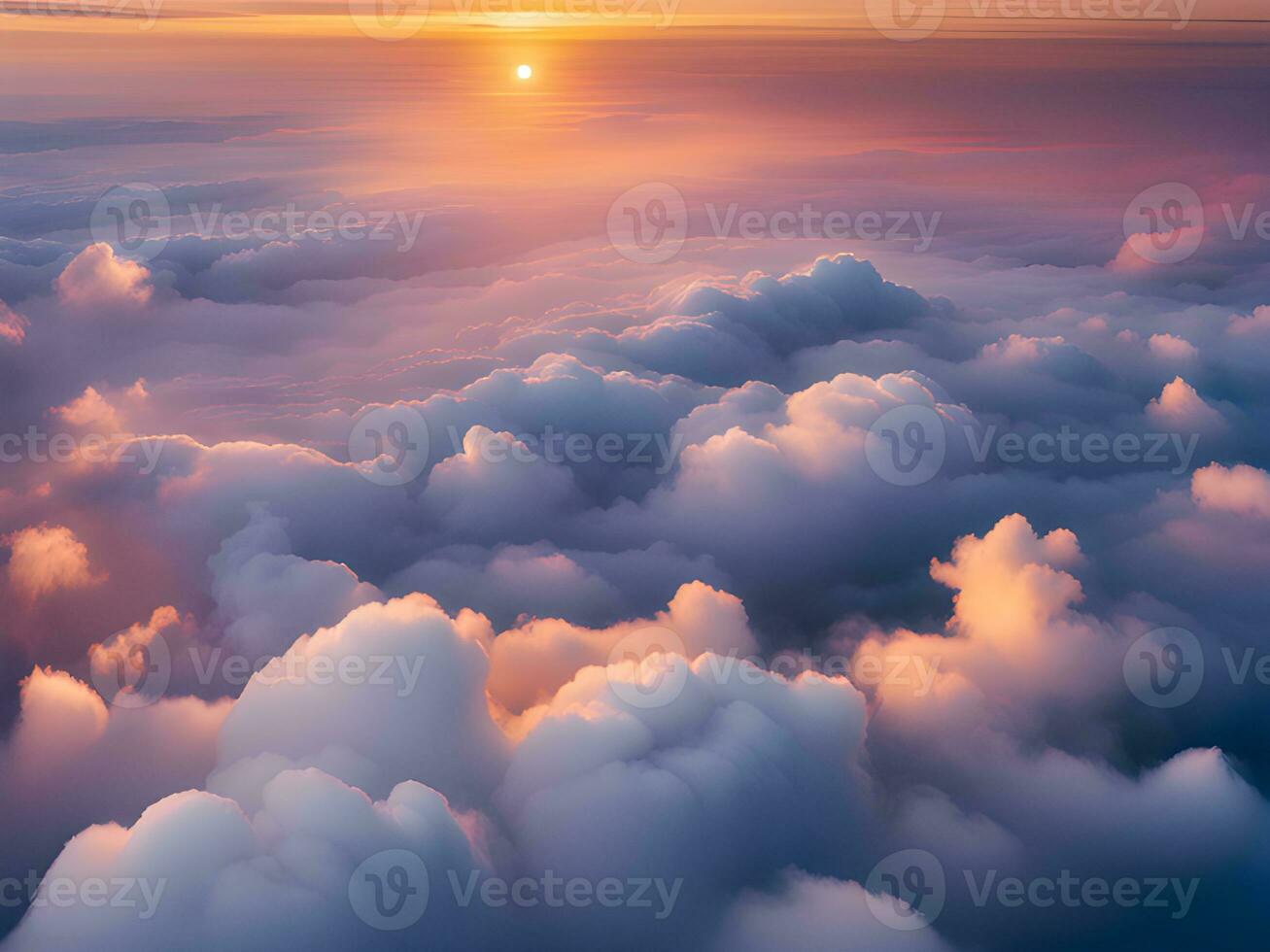 ai généré le coucher du soleil au dessus des nuages, aérien voir. photo