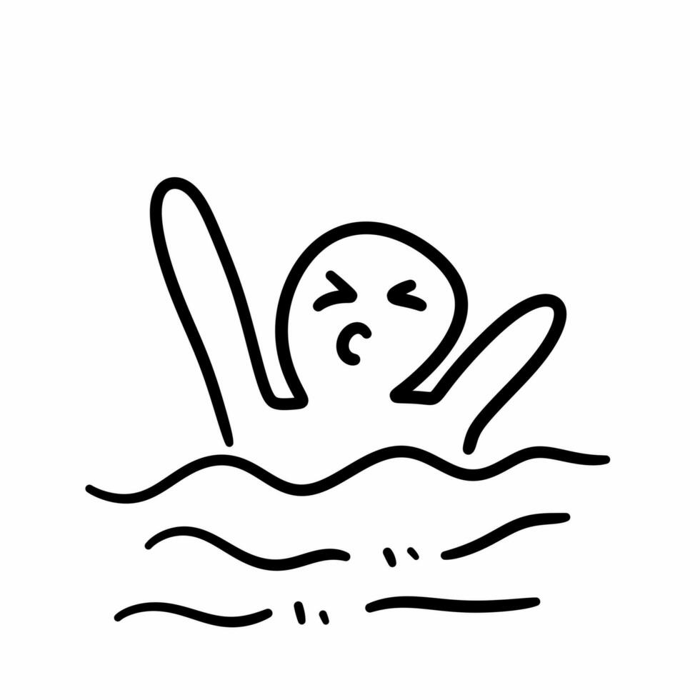 main tiré dessin animé griffonnage de une nager bassin photo