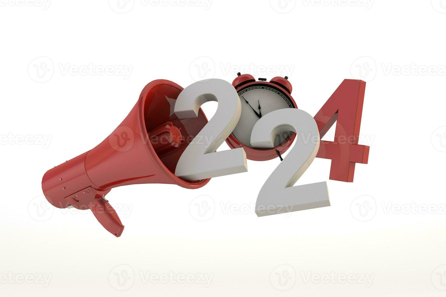 2024 content Nouveau année veille avec rouge mégaphone photo
