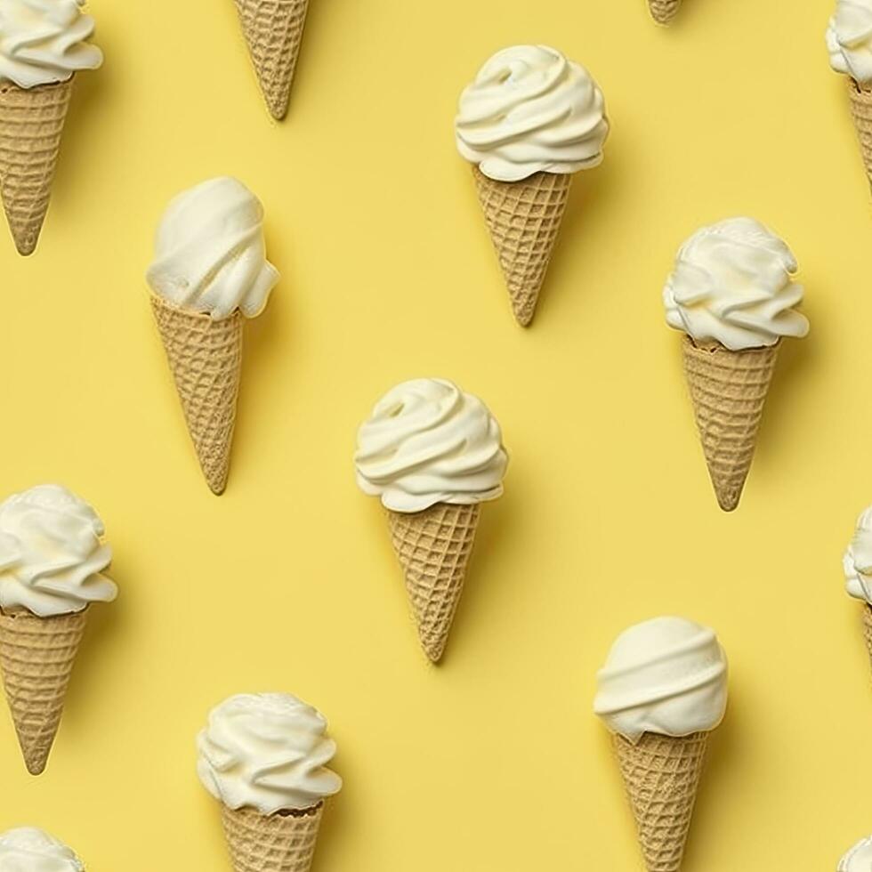 ai généré la glace crème modèle sur Jaune arrière-plan, Haut voir. ai généré photo