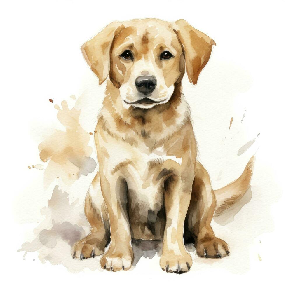 ai généré aquarelle chien agrafe art sur blanc Contexte. ai généré photo