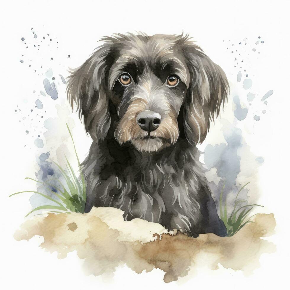 ai généré aquarelle chien agrafe art sur blanc Contexte. ai généré photo