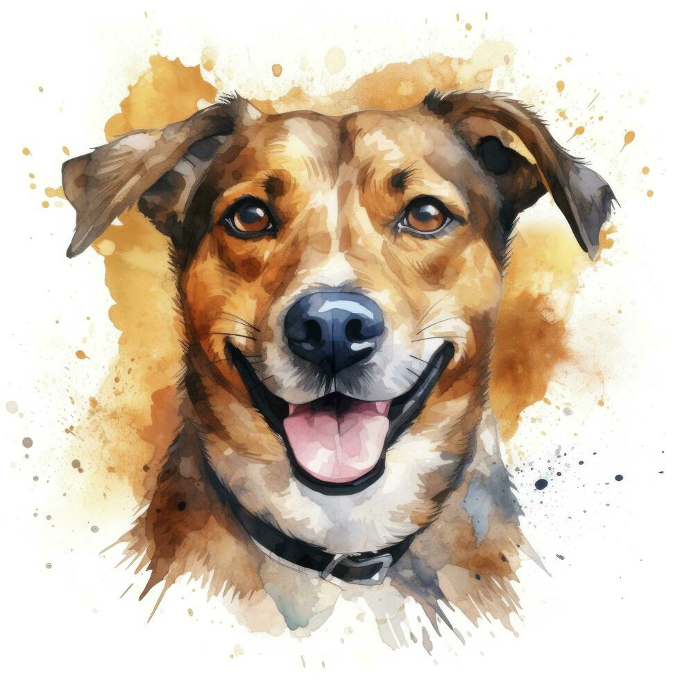 ai généré aquarelle chien agrafe art sur blanc Contexte. ai généré photo