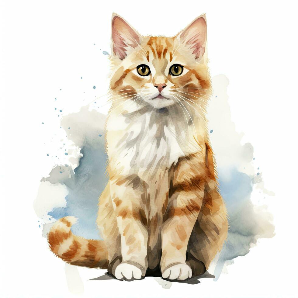 ai généré aquarelle chat agrafe art sur blanc Contexte. ai généré photo