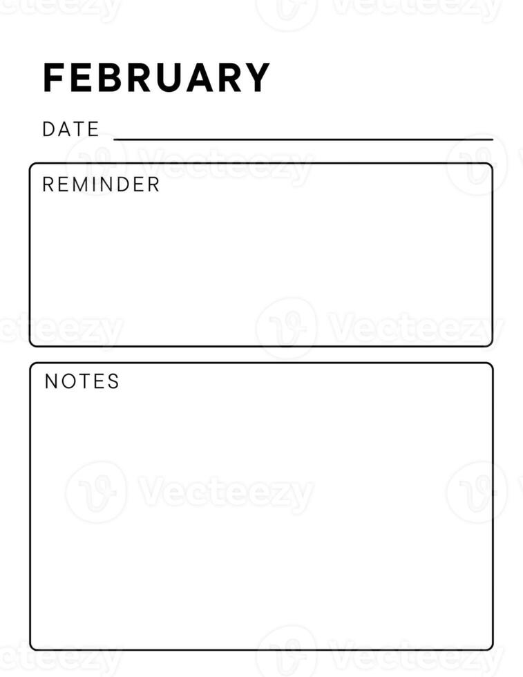minimaliste mensuel planificateur page. carnet pages pour Remarques et buts. planificateur page modèle. moderne affaires organisateur photo