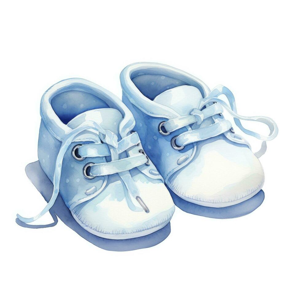 ai généré aquarelle nouveau née petit des chaussures isolé blanc Contexte. ai généré photo