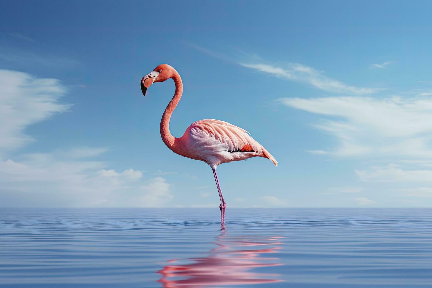 ai généré rose flamant dans le l'eau. ai généré photo