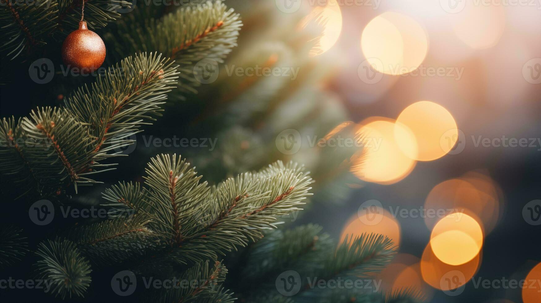ai généré magique Noël arbre brouiller arrière-plan, élégant de fête décor.créé avec génératif ai technologie. photo