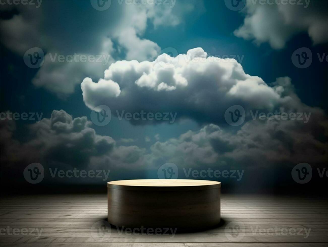 ai généré podium avec des nuages dans le Contexte pour produit présentation et La publicité photo