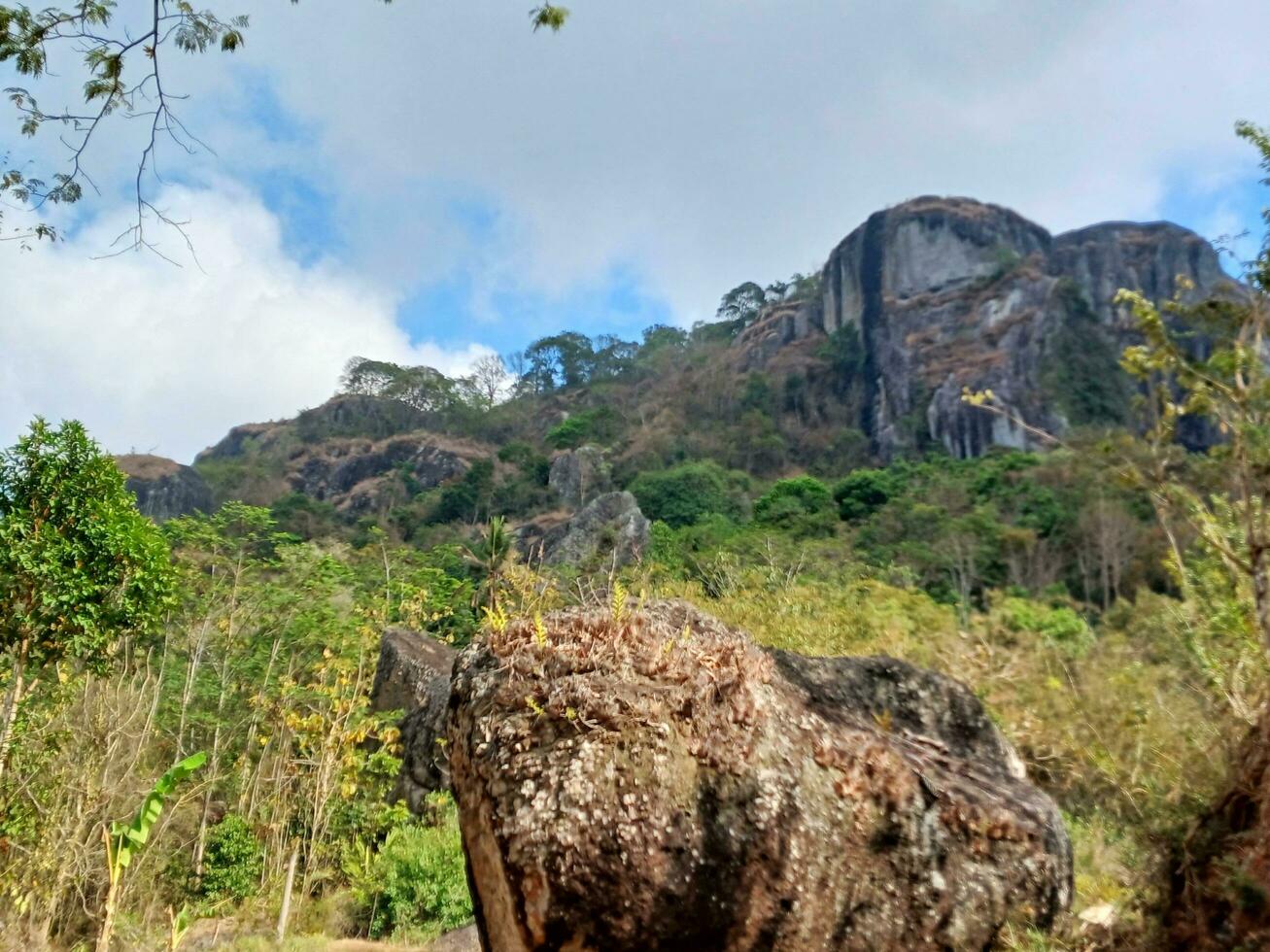 le semblable à une montagne Roche a été établi par une volcanique éruption des millions de ans il y a, situé dans Yogyakatra - Indonésie. photo