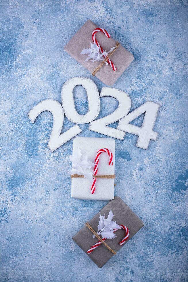 Nouveau année composition avec 2024 nombre photo