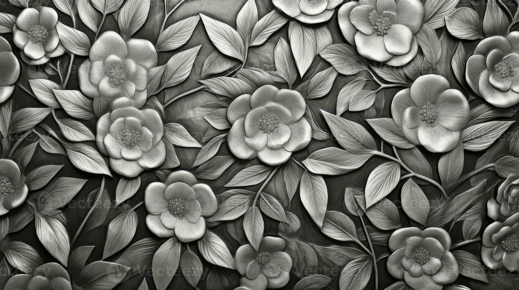 ai généré en relief métal surface floral texture graphique Contexte. photo