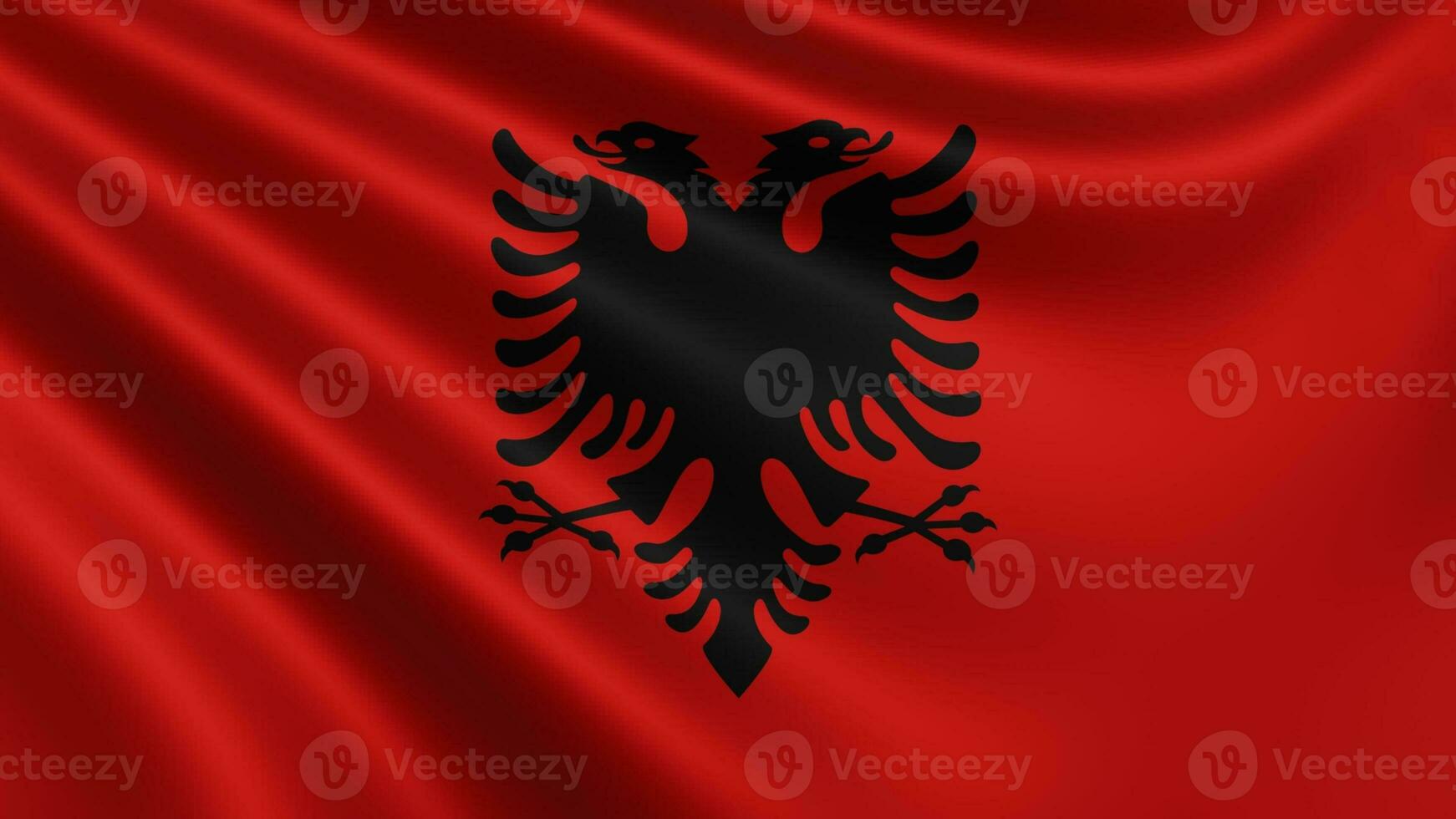 rendre de le albanais drapeau papillonne dans le vent fermer, le nationale drapeau de photo