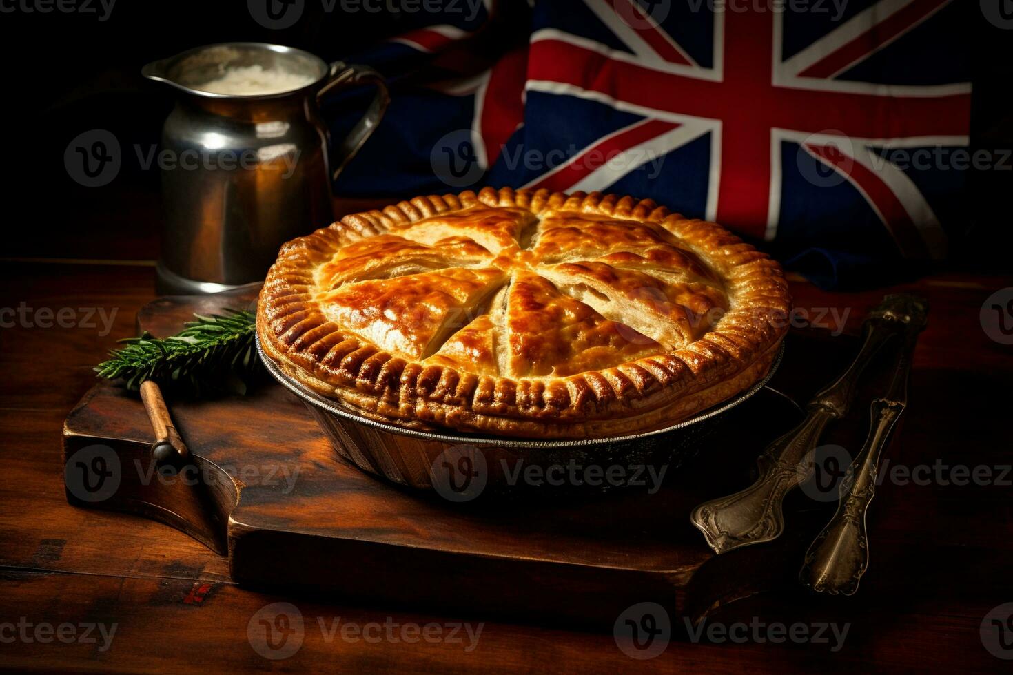 ai généré traditionnel fait maison Britanique Viande tarte photo