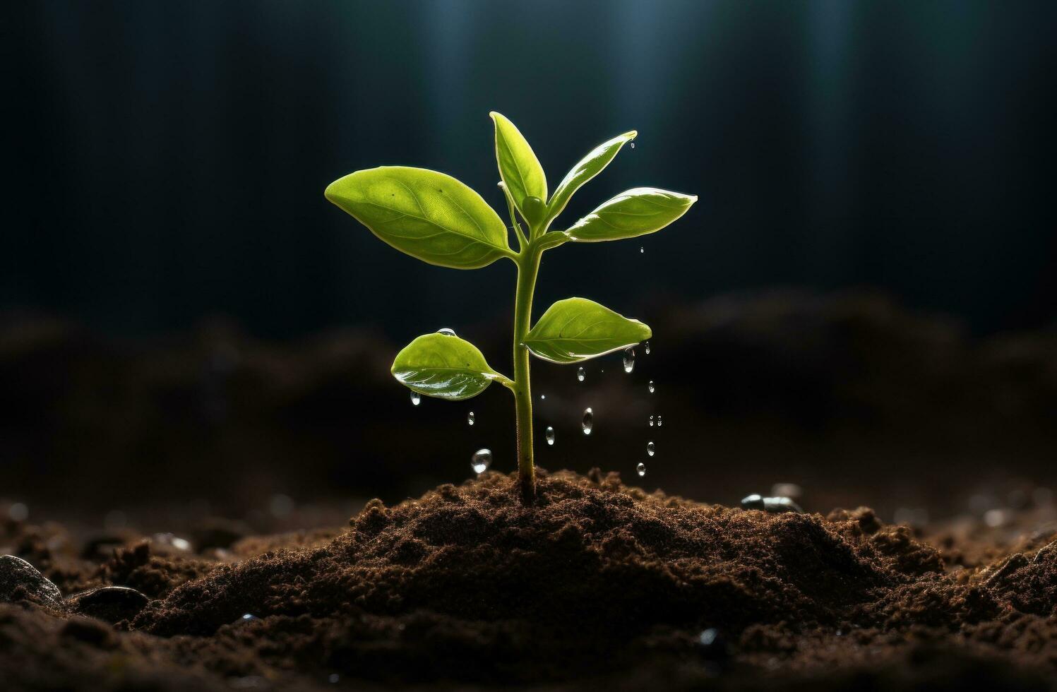 ai généré Jeune plante choux croissance de le saleté, photo