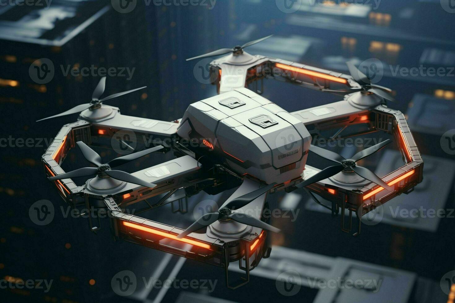 ai généré une futuriste drone livraison système dans action photo