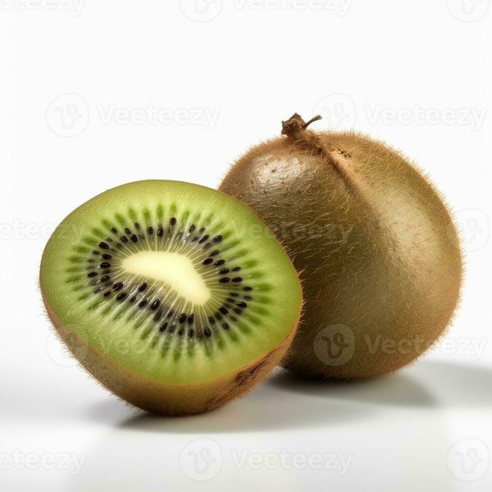 ai généré kiwi sur blanc Contexte. Frais des fruits. en bonne santé nourriture concept photo