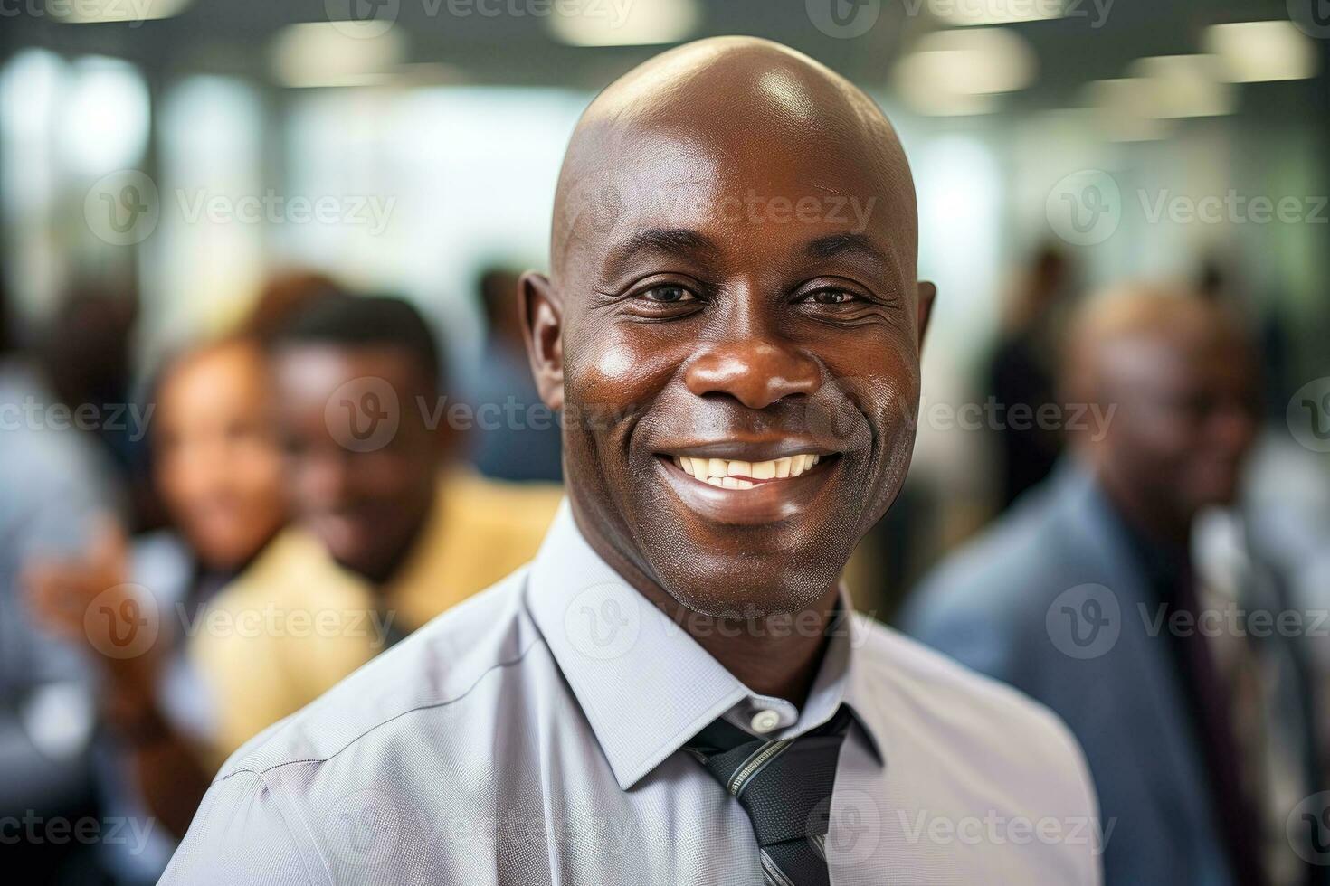 ai généré réussi américain africain affaires homme à la recherche sur de soi et souriant. génératif ai photo