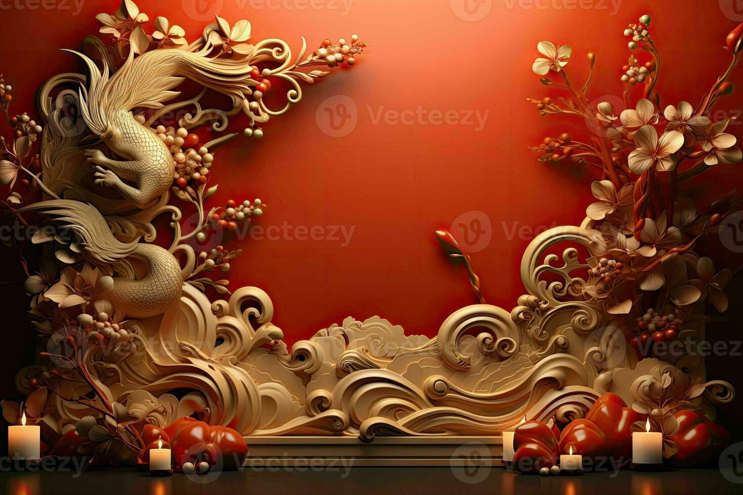 ai généré Chine Nouveau année bannière rouge Contexte photo