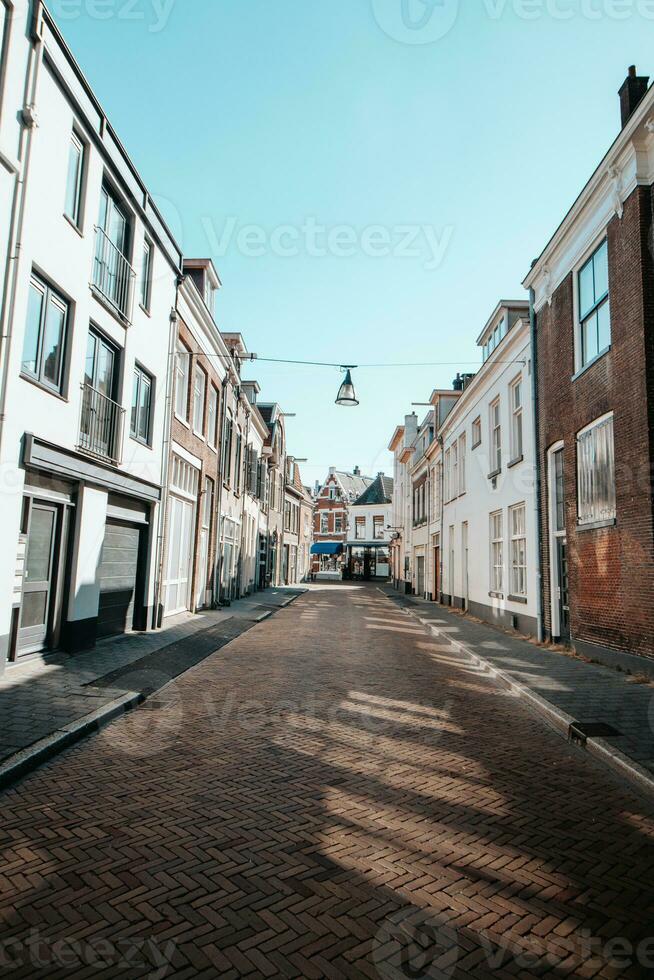 typique historique ville rue dans zwolle dans le est de le Pays-Bas. explorant néerlandais villes pendant jour photo