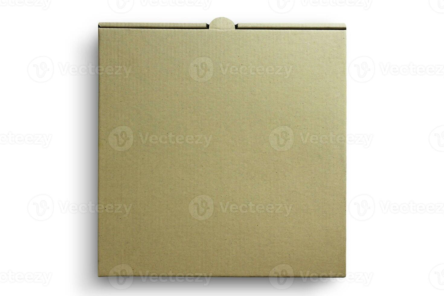 vue de dessus du carton isolé sur fond blanc avec un tracé de détourage. boîte de livraison en carton marron. photo