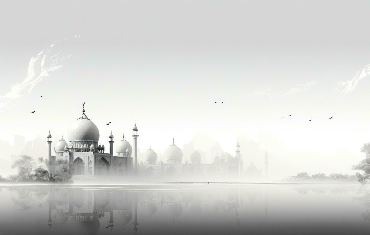 ai généré le mosquée dans noir et blanc arrière-plan, photo