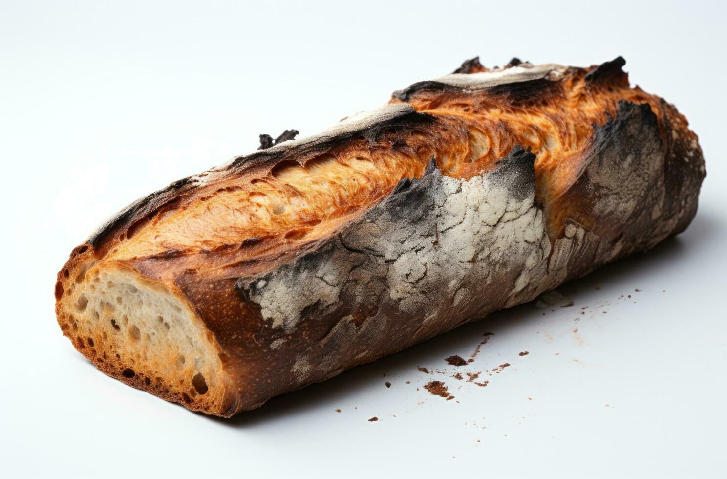 ai généré longue grillé pain sur blanc arrière-plan, photo