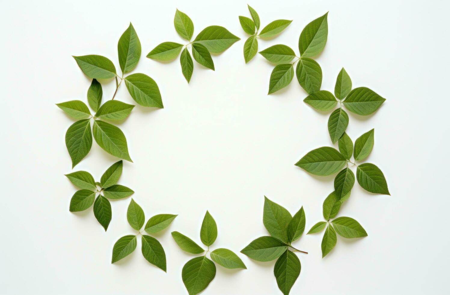 ai généré une groupe de vert feuilles arrangé dans une cercle photo