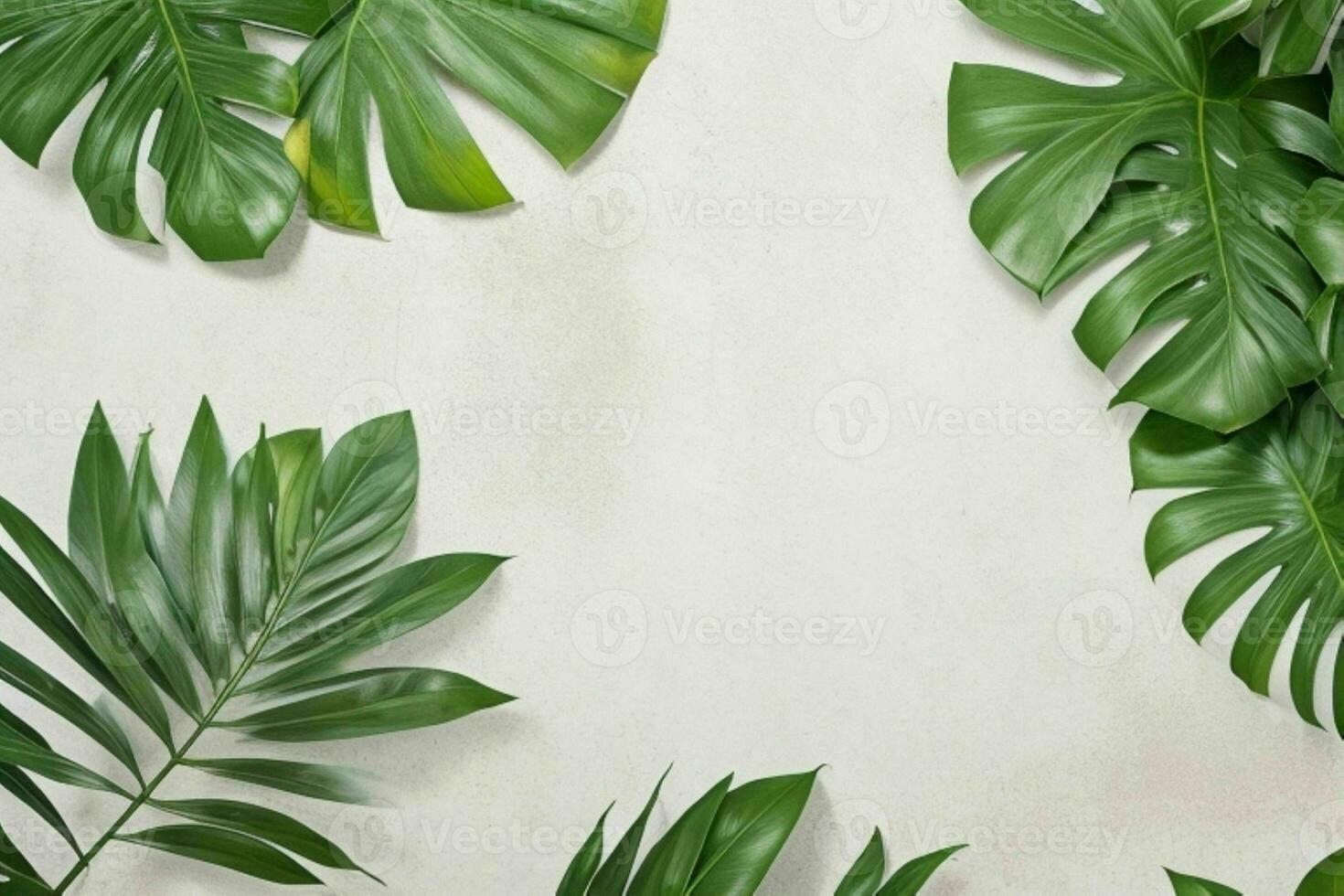 ai généré vide mur Contexte avec tropical feuilles. pro photo