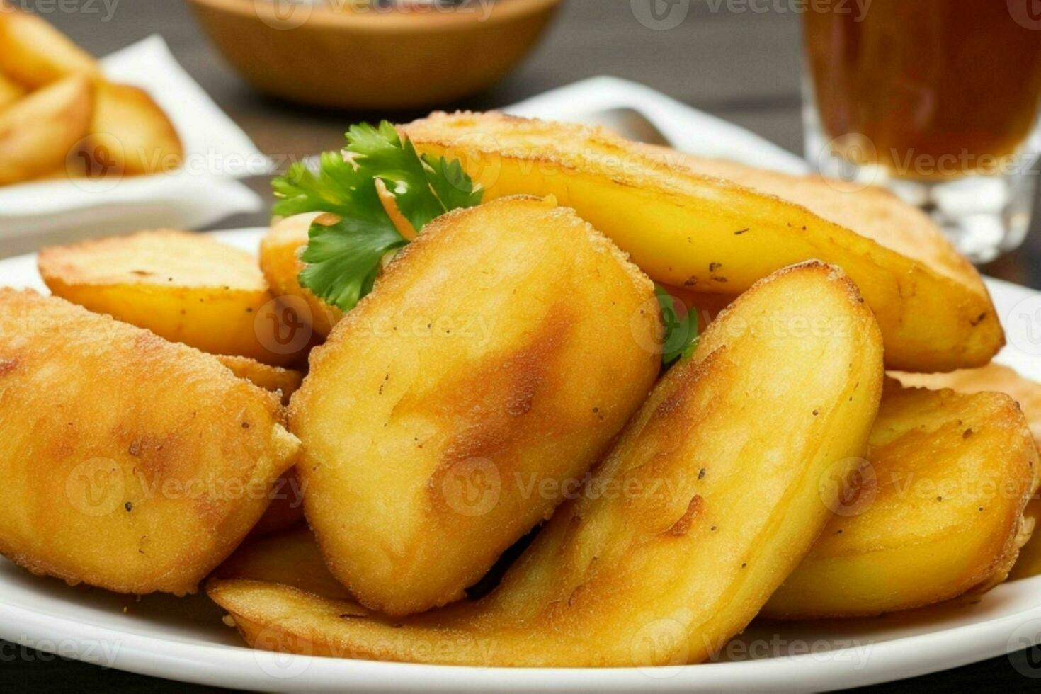 ai généré traditionnel Espagnol frit patates. pro photo