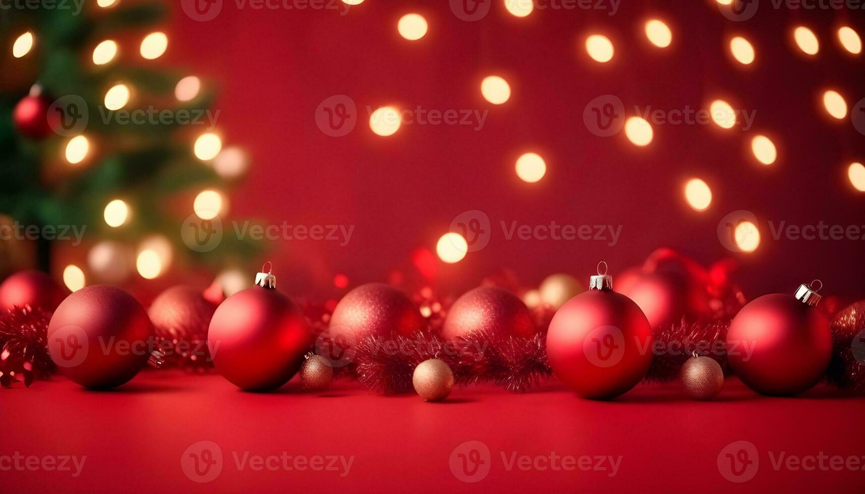 ai généré rouge Noël Couleur Contexte avec guirlande et Noël des balles ai généré photo