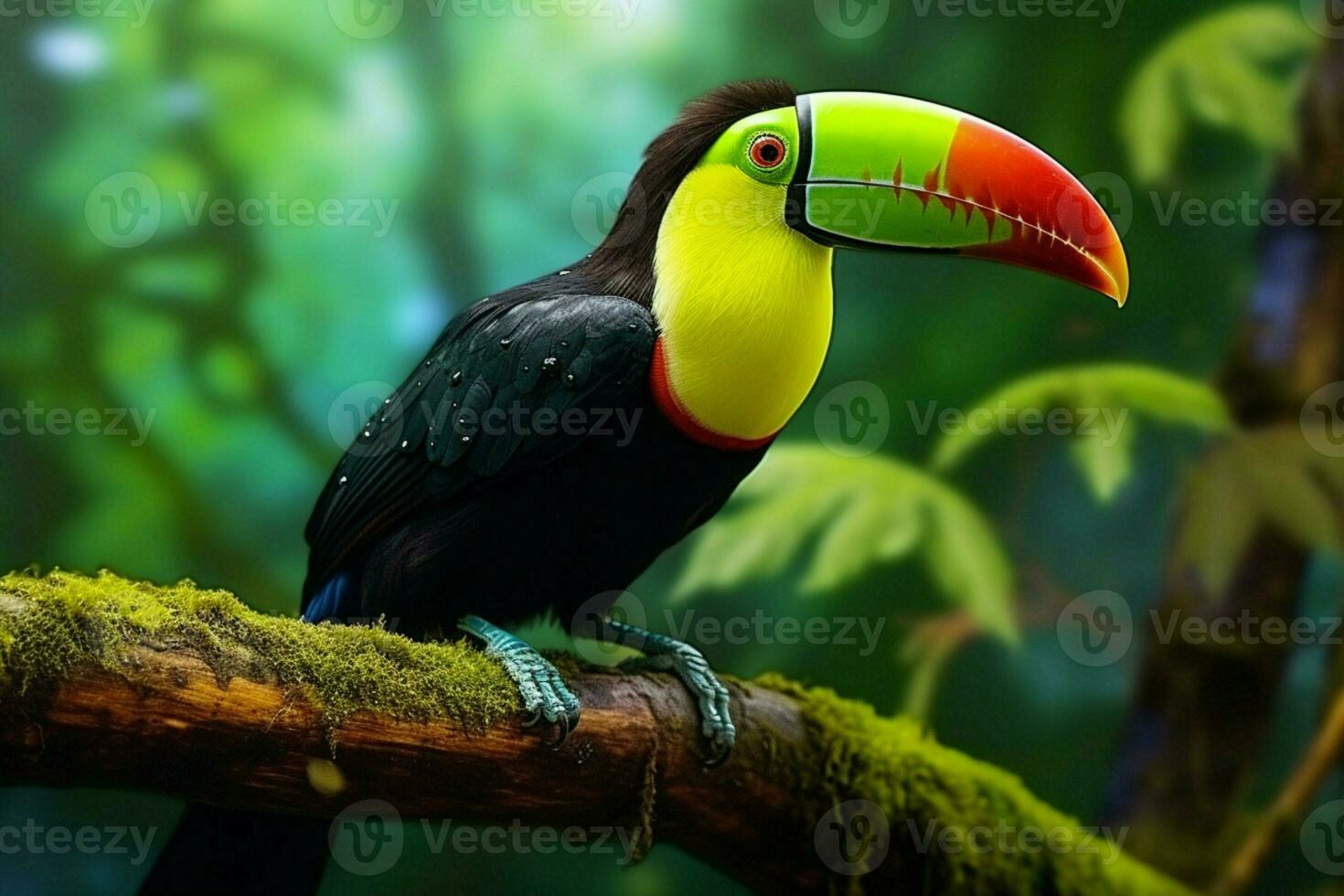 ai généré vibrant Quille facturé toucan au milieu de Panama riches végétation une captivant faune scène ai généré photo