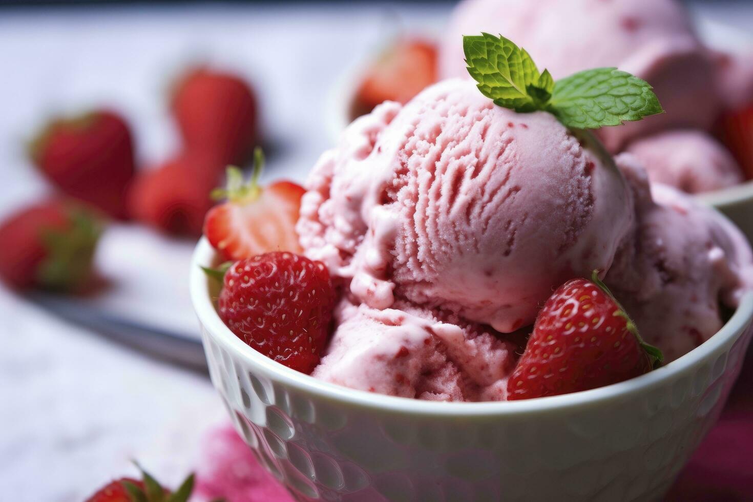 ai généré fraise la glace crème avec Frais des fraises. ai généré photo