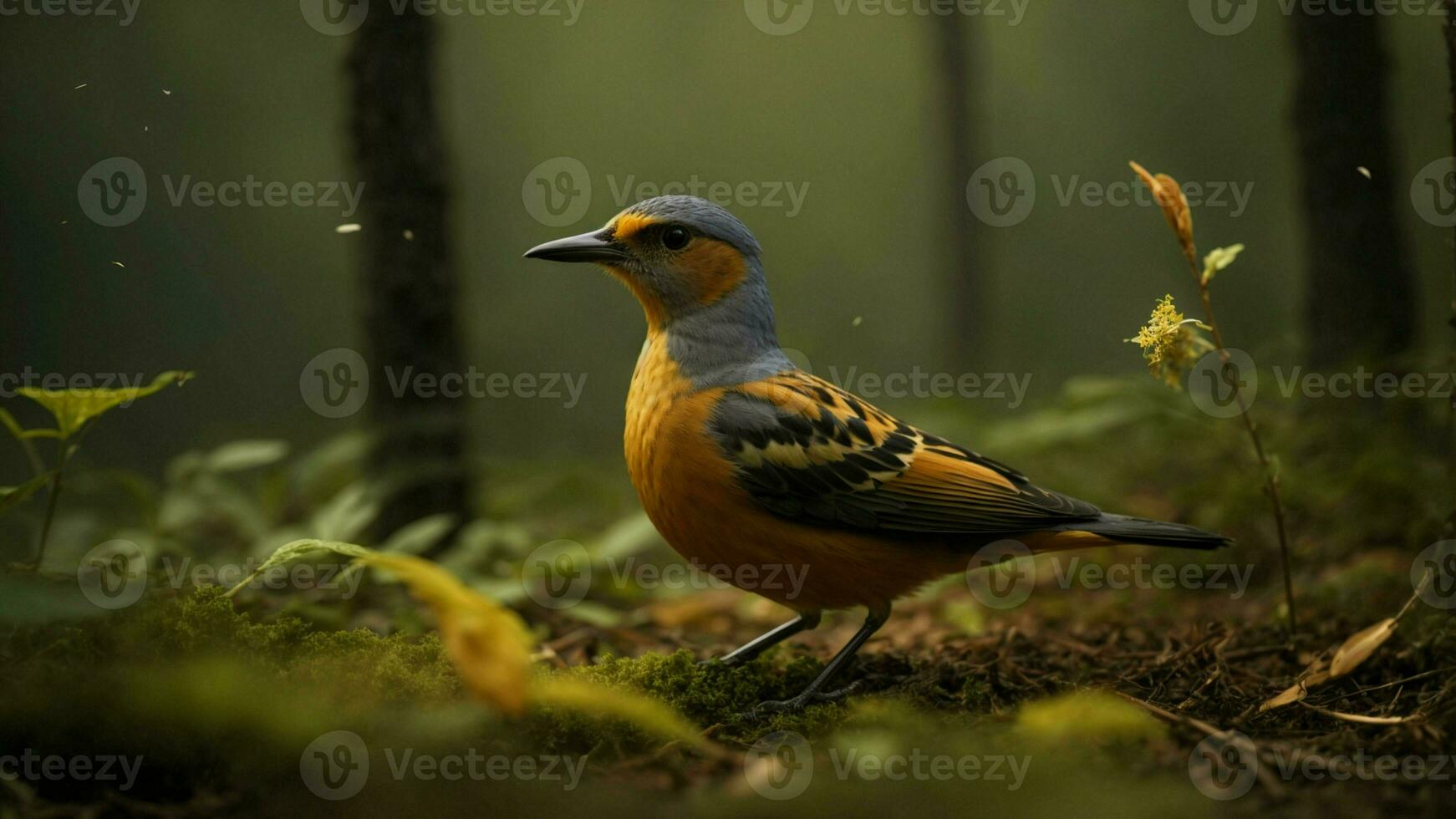 ai généré enquêter le rôle de spécifique oiseau espèce dans la graine dispersion, perte lumière sur leur contribution à le régénération de le alentours forêt. photo