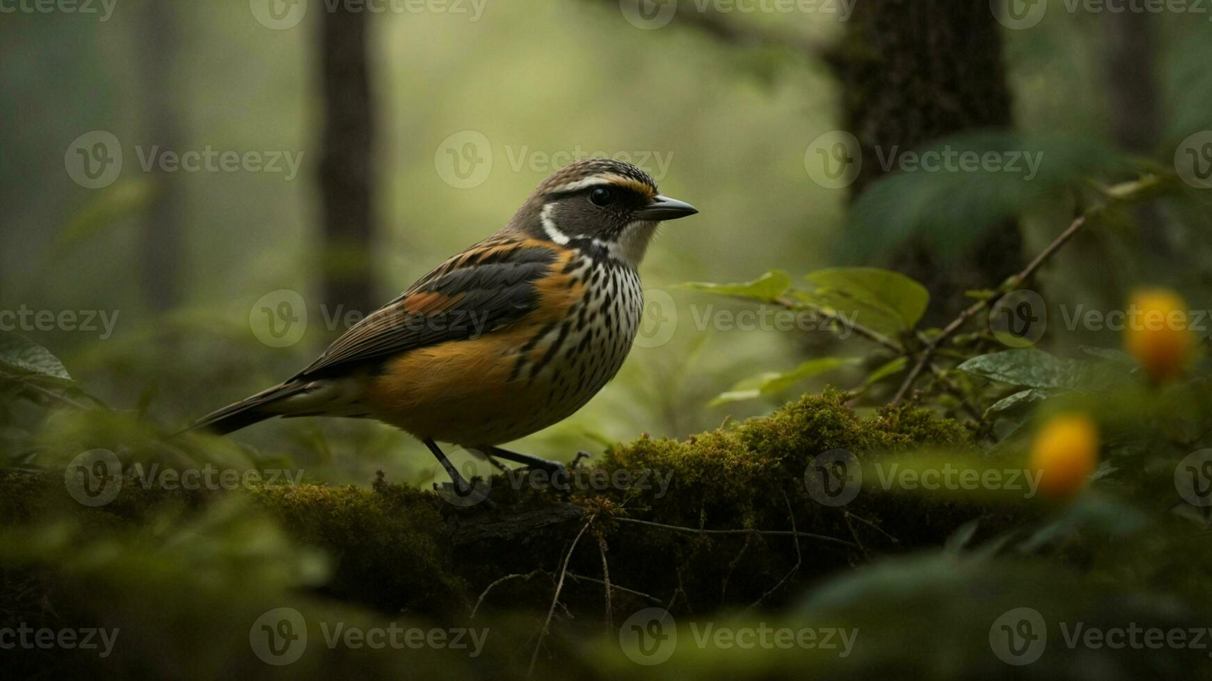 ai généré enquêter le rôle de spécifique oiseau espèce dans la graine dispersion, perte lumière sur leur contribution à le régénération de le alentours forêt. photo