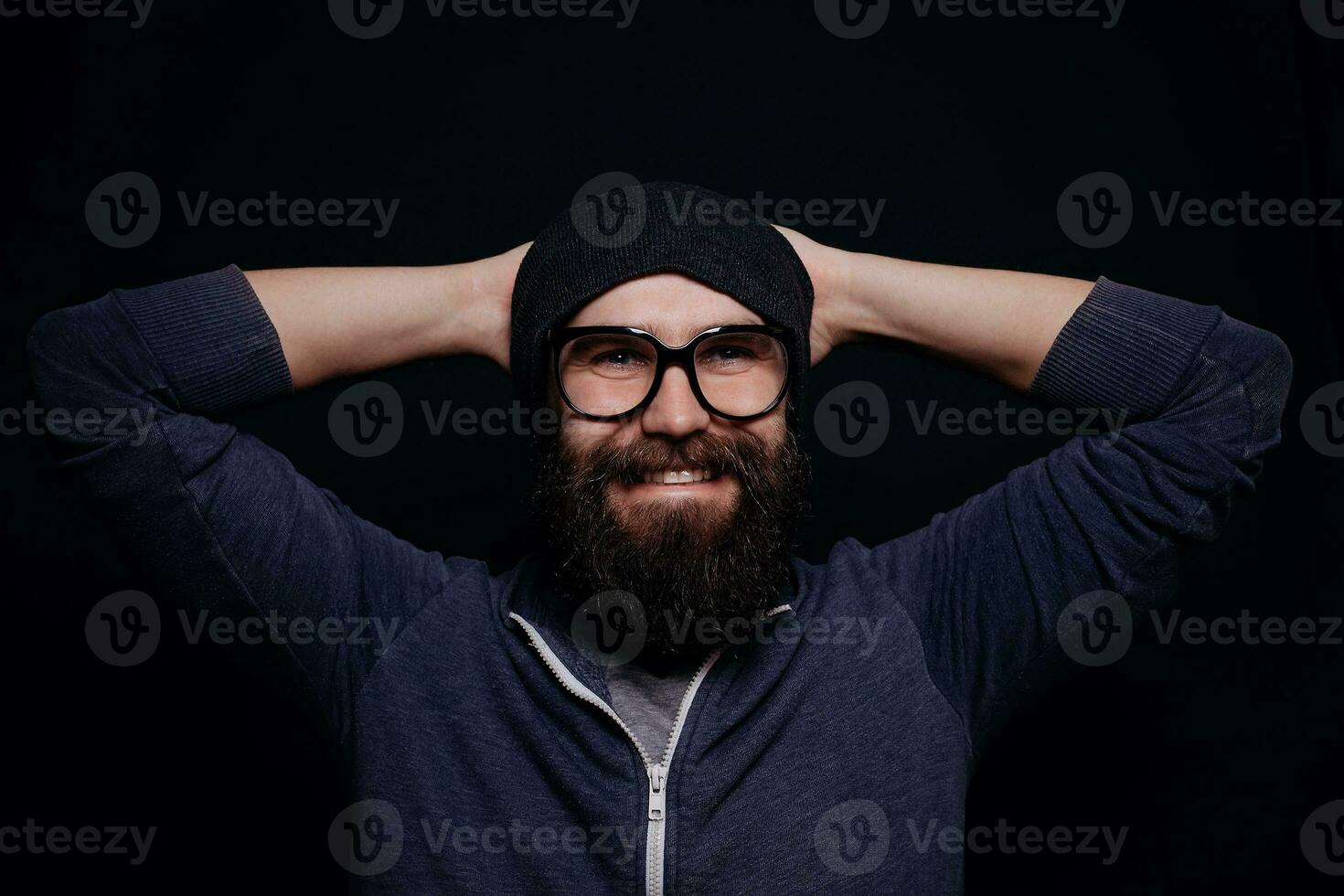 Beau Masculin gros barbe dans des lunettes et chapeau photo